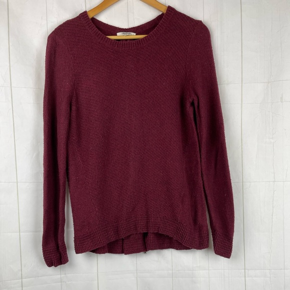 Madewell Red Back Zipper Crew Neck Sweater Size S - Picture 3 of 6